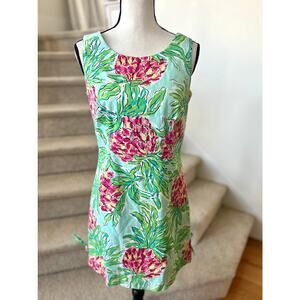 Lilly Pulitzer Delia Sheath Dress Pink & Green Pineapple Spike the Punch